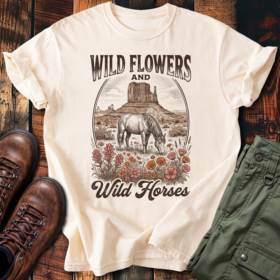 Wildflowers Horses T-shirt