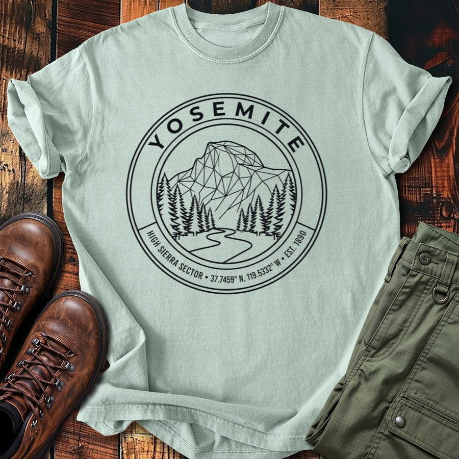 Yosemite Mountain River Line Art Tee